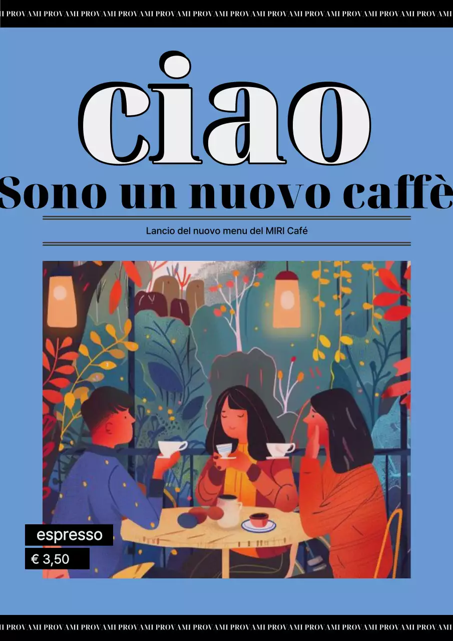 Pubblicità di un caffè vintage azzurro