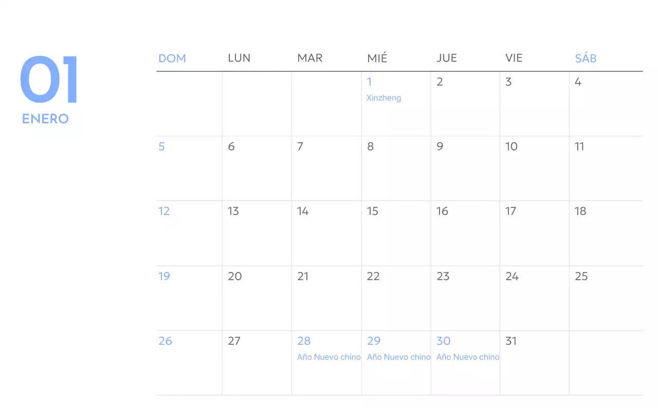 Calendario fotográfico de seguimiento de objetivos con un toque de azul