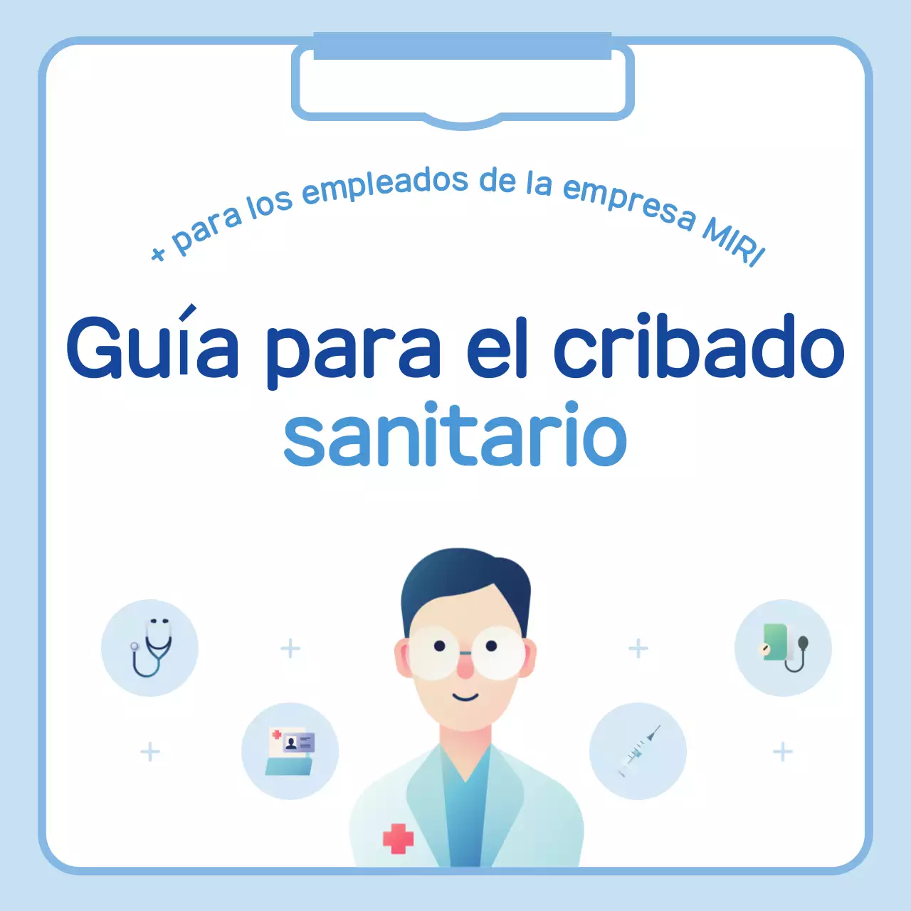 Aviso simple de revisión médica en azul claro