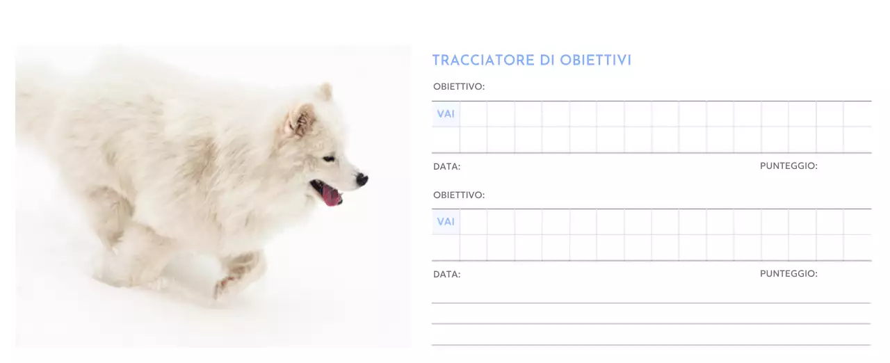 Calendario con foto tracciatore di obiettivi con un tocco di blu