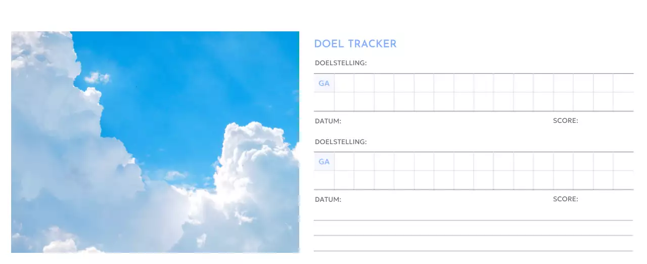 Photo goal tracker kalender met een vleugje blauw