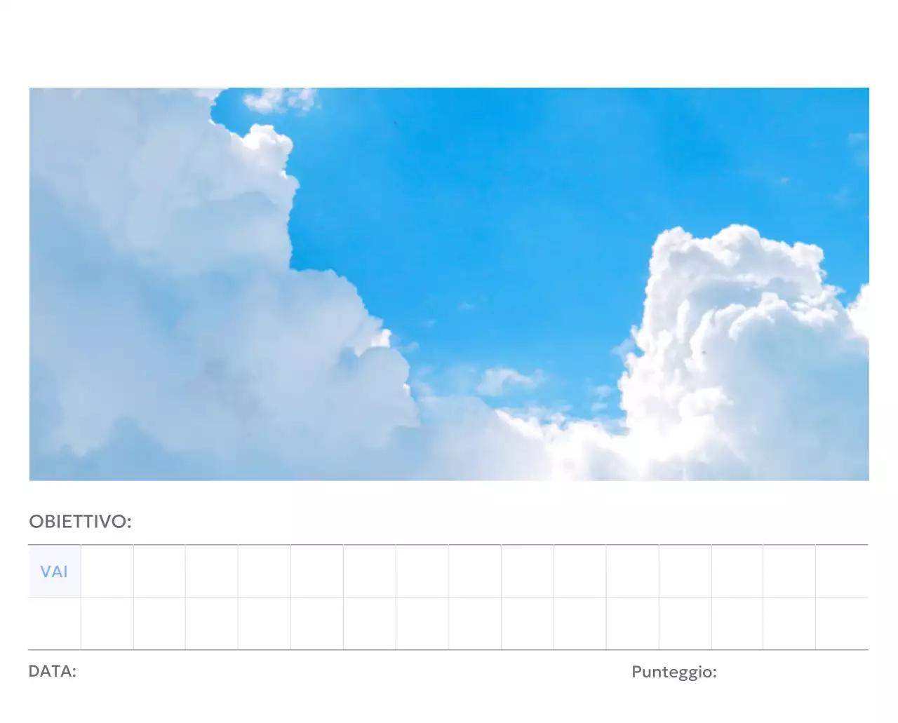 Calendario con foto tracciatore di obiettivi con un tocco di blu