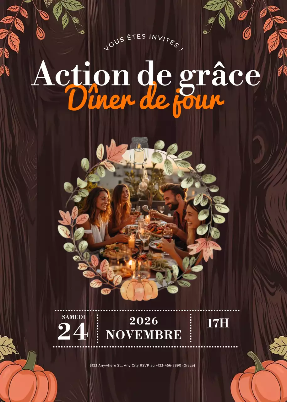 invitation rustique brune pour Thanksgiving