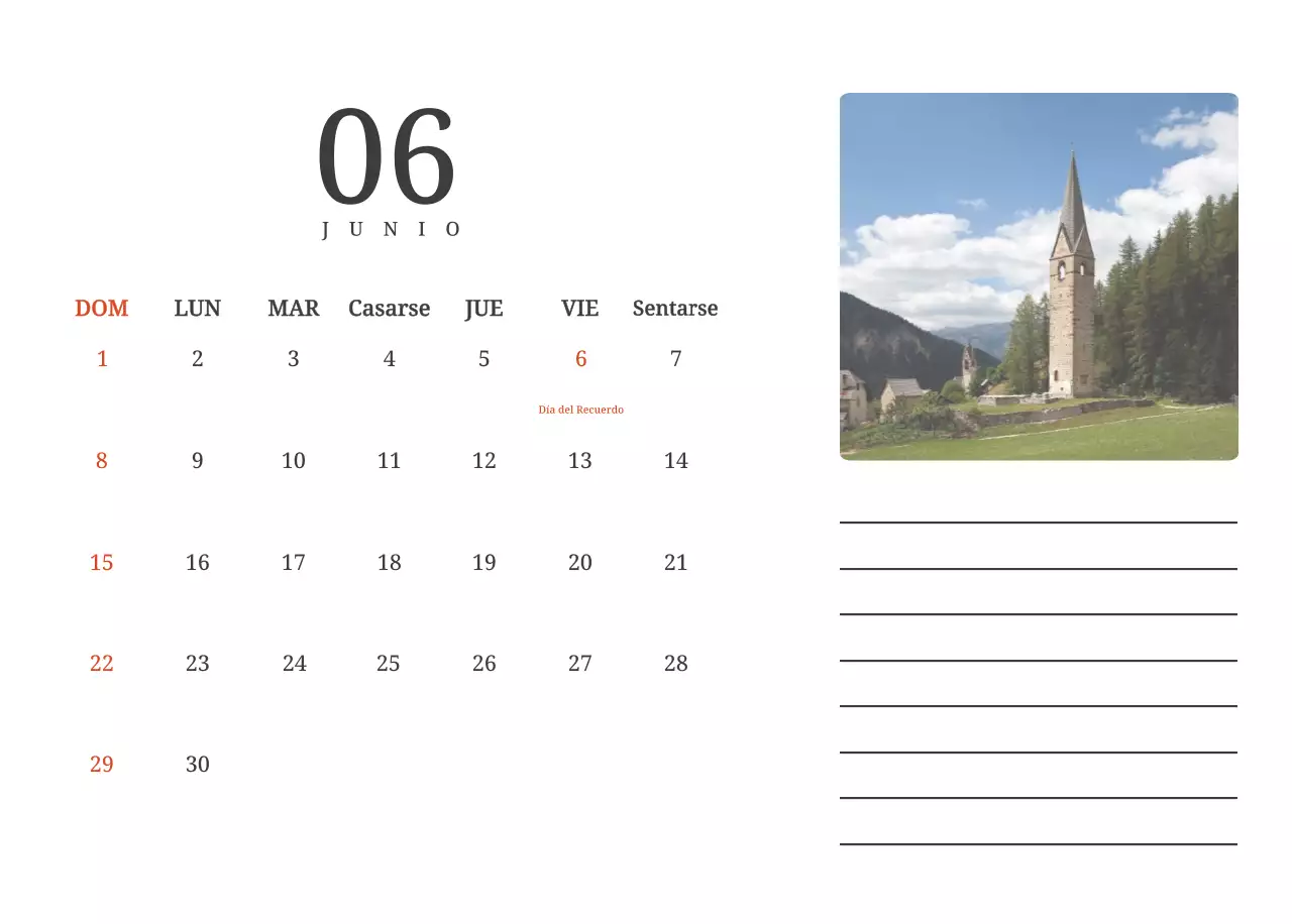 Un calendario conceptual fotográfico con iglesias pintadas en paisajes