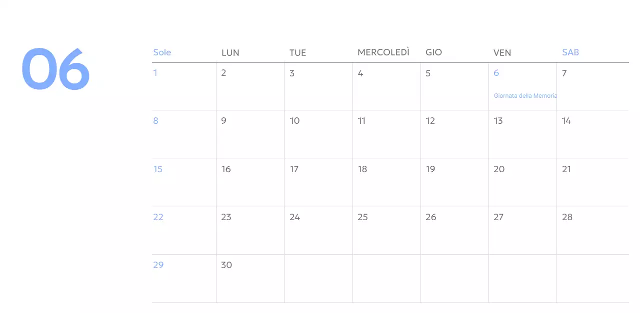 Calendario con foto tracciatore di obiettivi con un tocco di blu