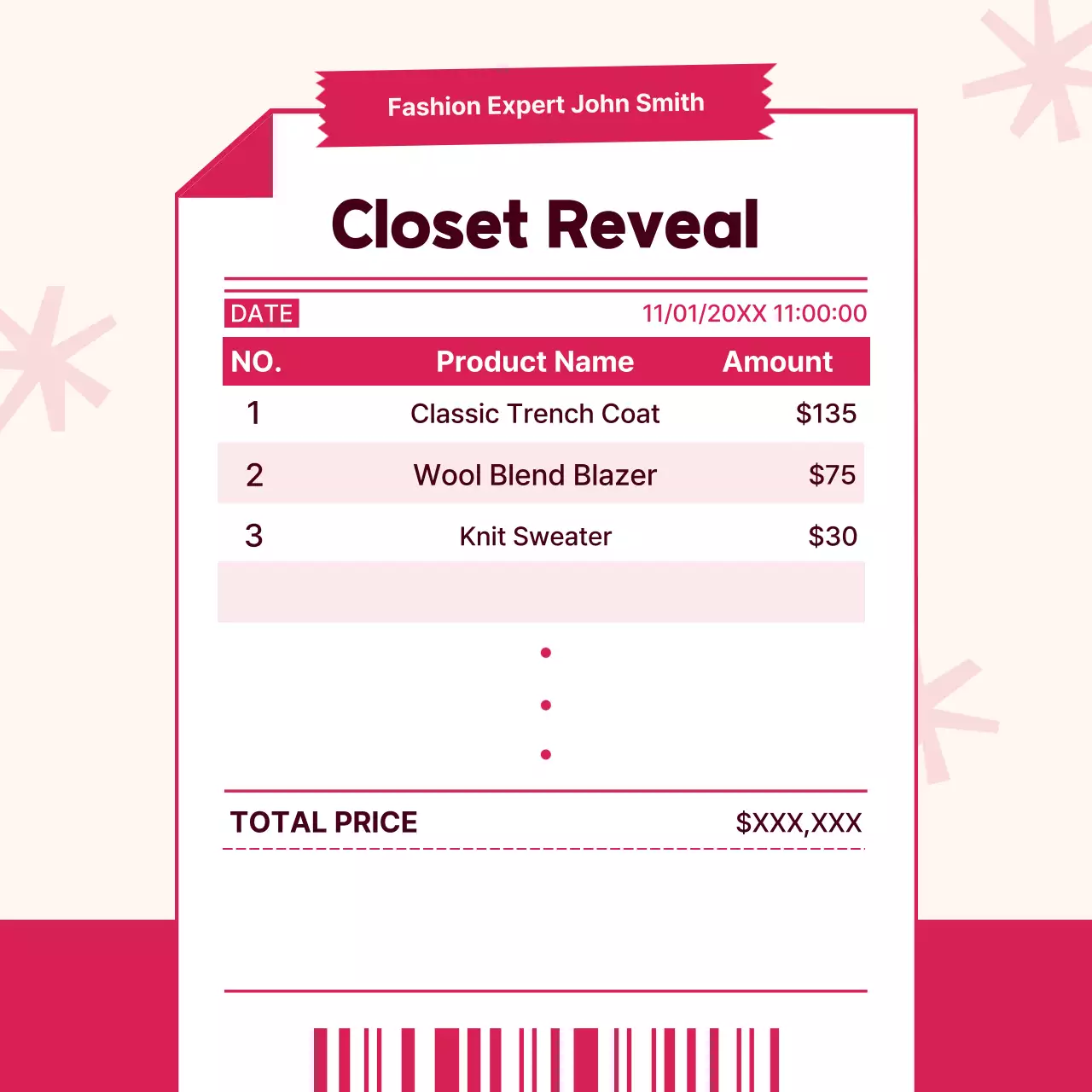 Carrossel de promoção de outono da moda rosa no Instagram