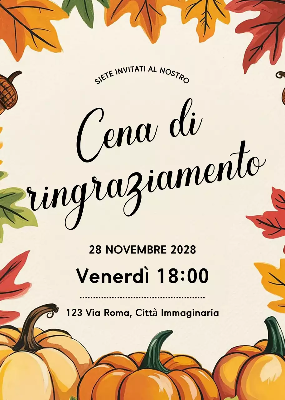 invito tradizionale arancione per il Ringraziamento