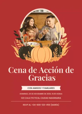 invitación clásica roja de acción de gracias
