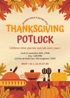 Invitation de Thanksgiving rustique orange beige