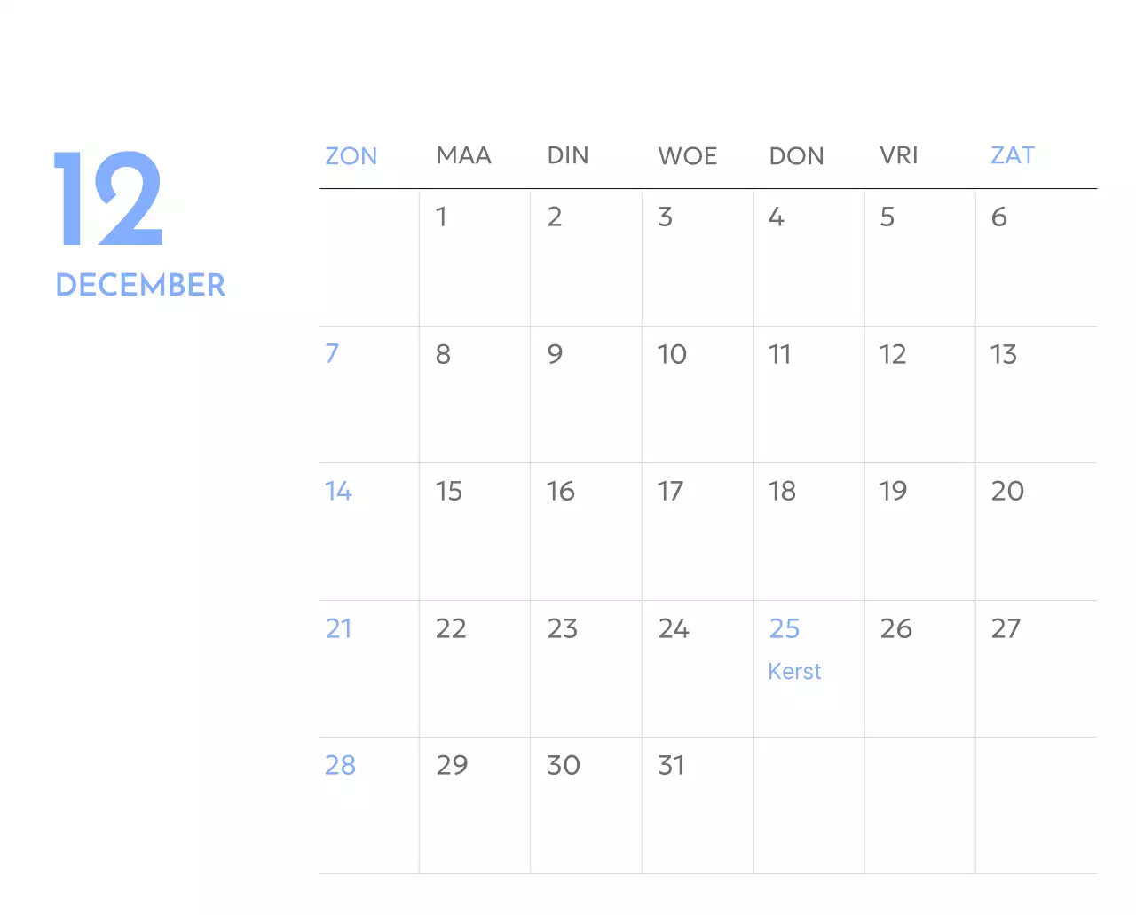 Photo goal tracker kalender met een vleugje blauw