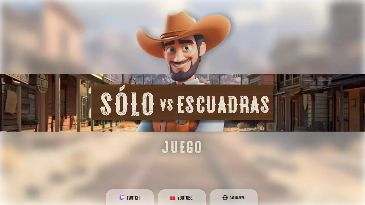 marrón naranja occidental plantilla de youtube estilo de dibujos animados