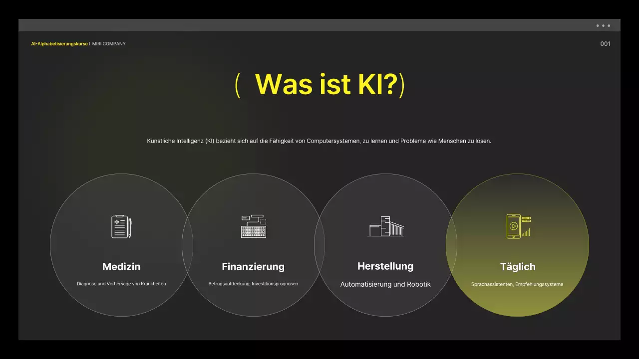 Gelbe und schwarze, cyber-eske KI-Schulungsmaterialien