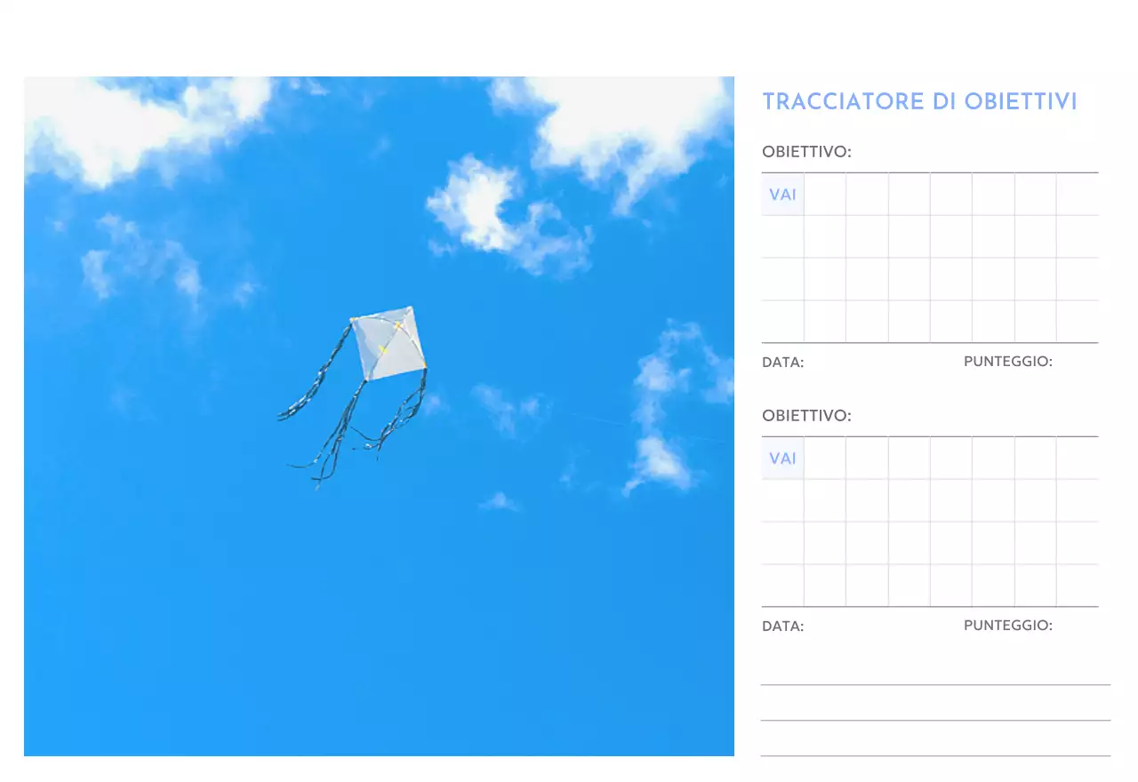 Calendario con foto tracciatore di obiettivi con un tocco di blu