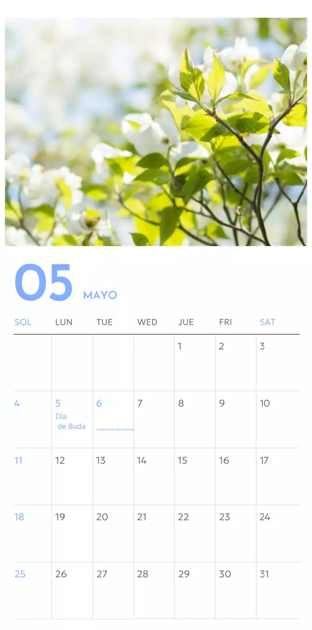 Calendario fotográfico de seguimiento de objetivos con un toque de azul