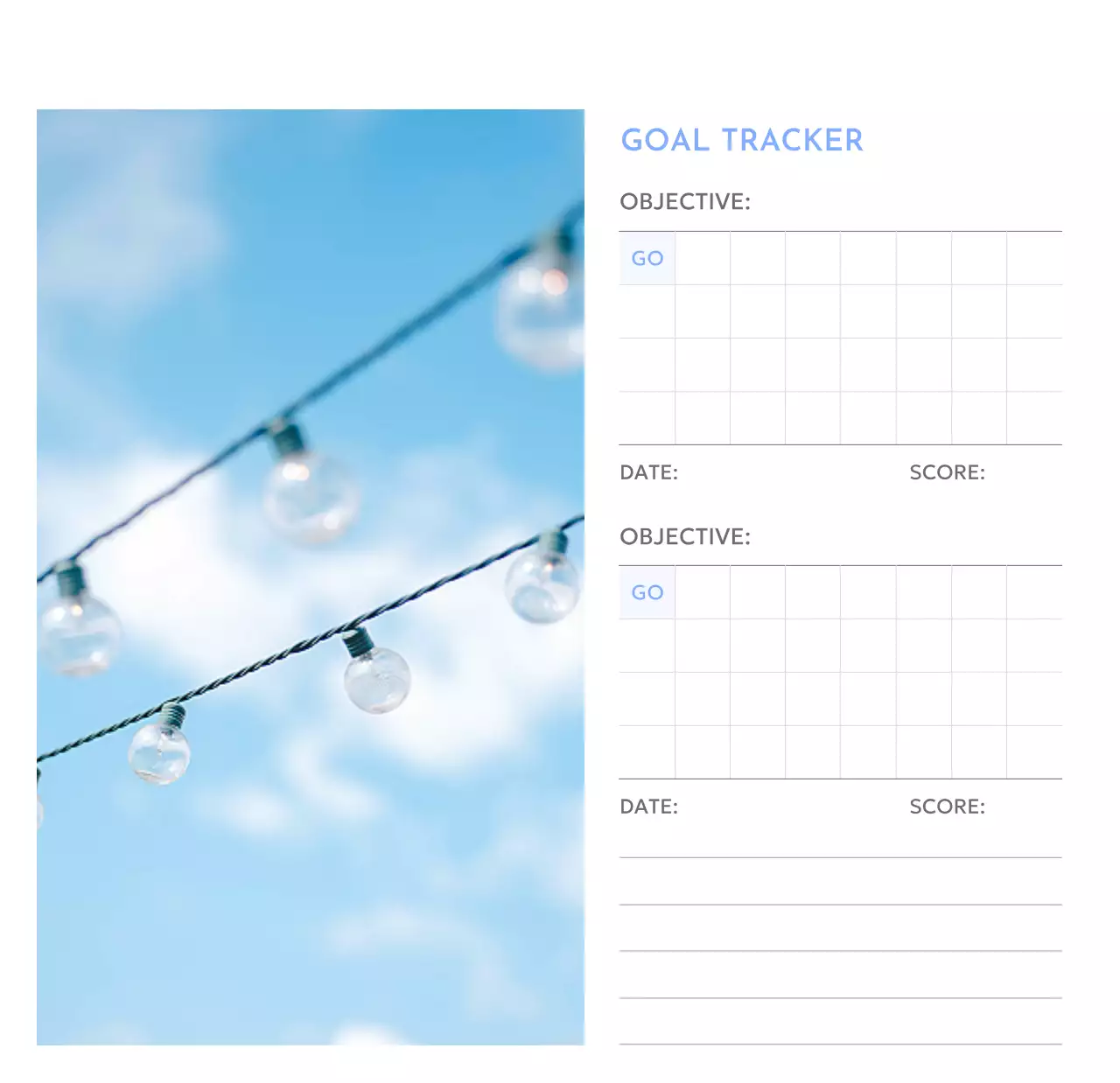 Kalender pelacak sasaran foto dengan percikan warna biru