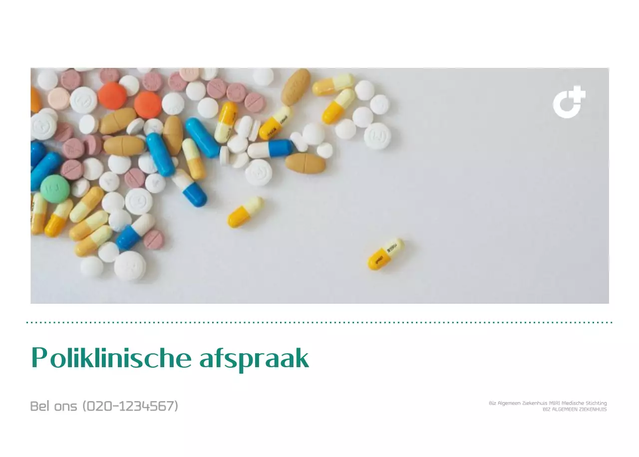 Ziekenhuiskalender in groen fotolijstje