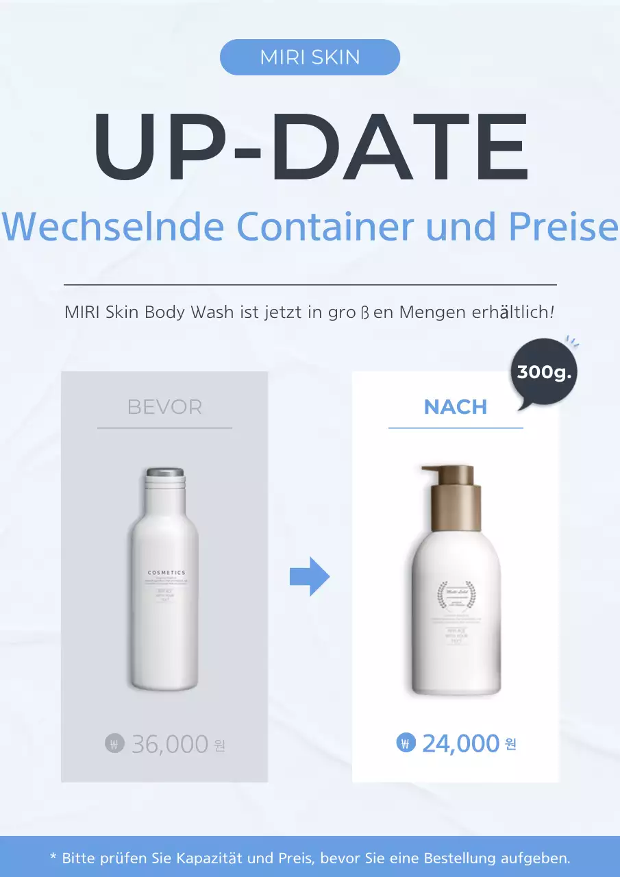 Hellblaue und weiße moderne Kosmetik Änderungsmitteilung