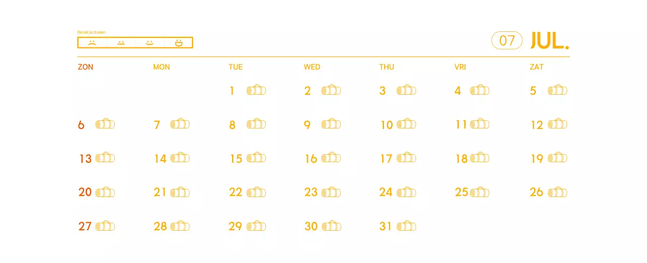 Oranje Minimalistische Yoga Promotiekalender