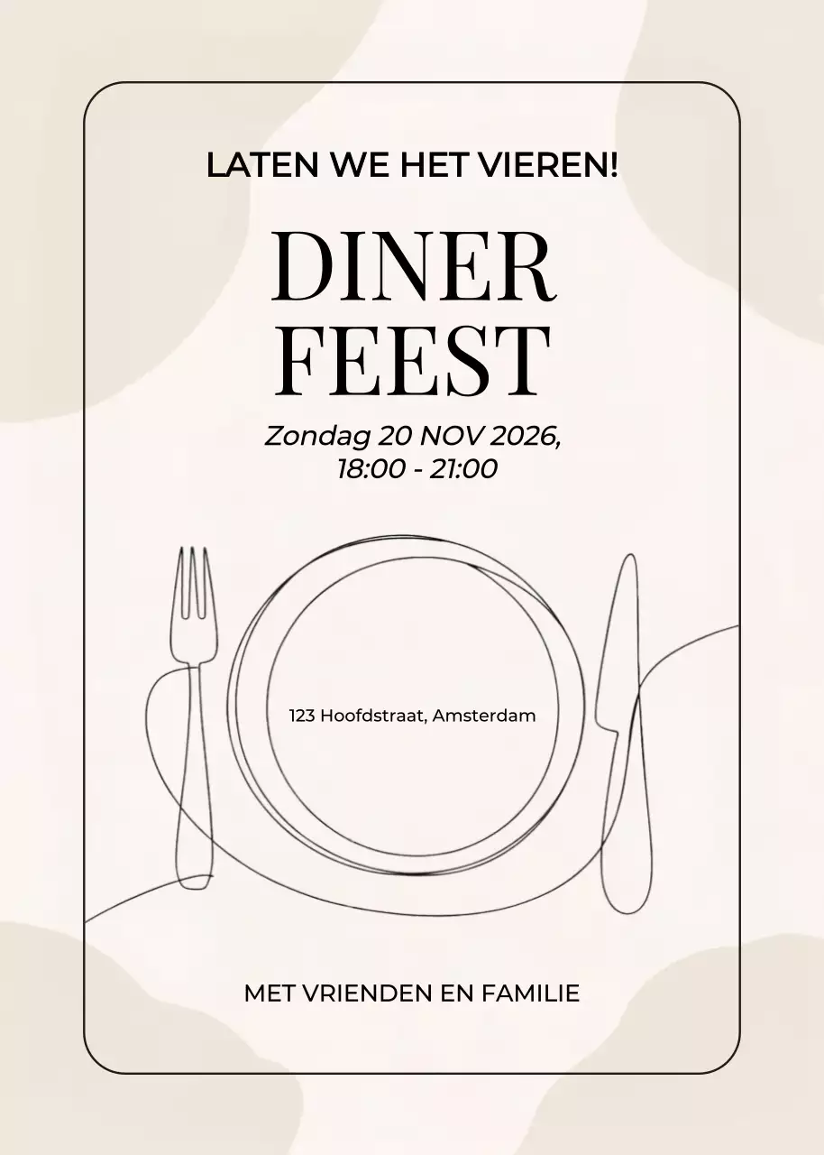 beige esthetische uitnodiging voor een Thanksgiving-diner