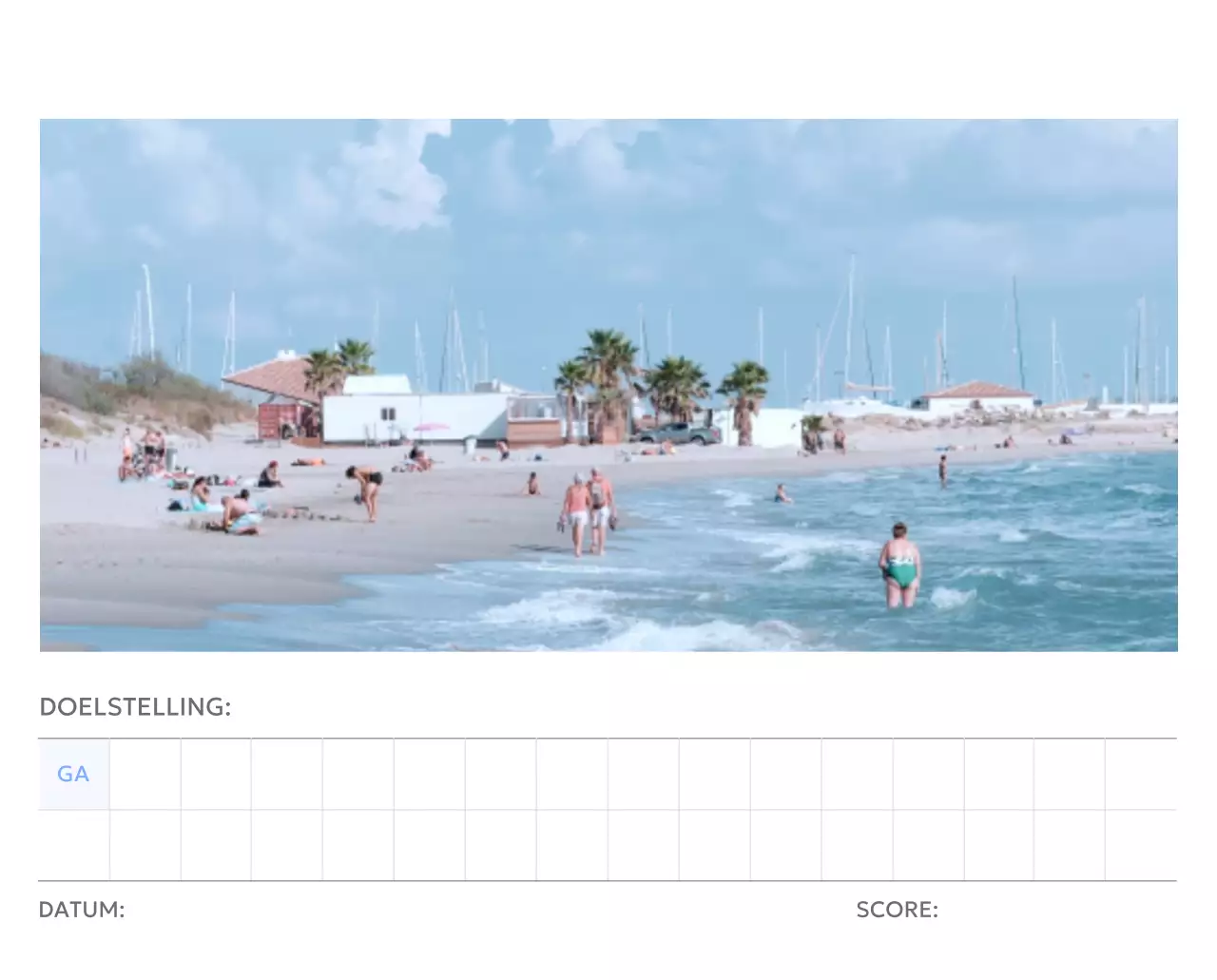 Photo goal tracker kalender met een vleugje blauw