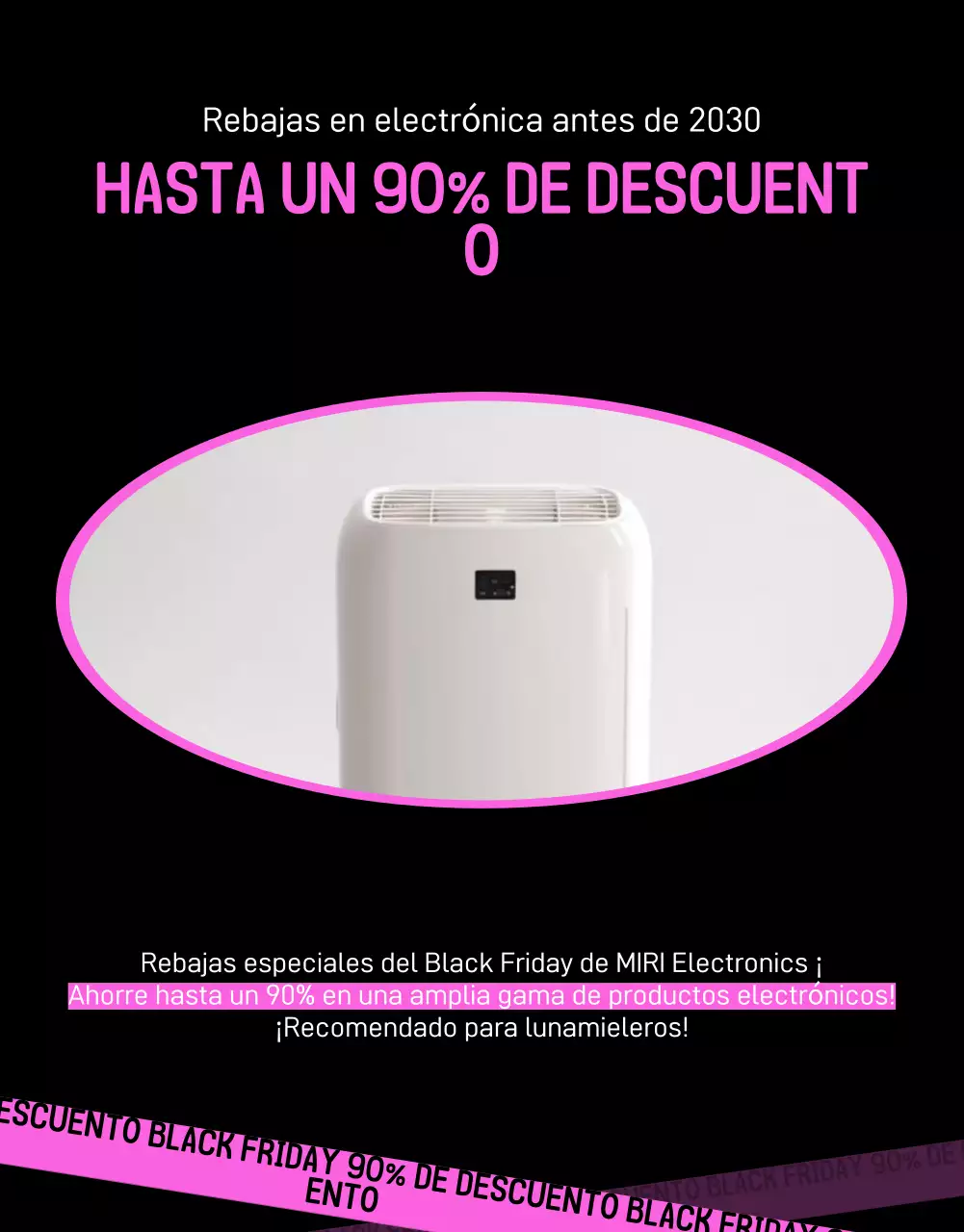 Kitschy Black Friday venta evento anuncio en negro y rosa caliente