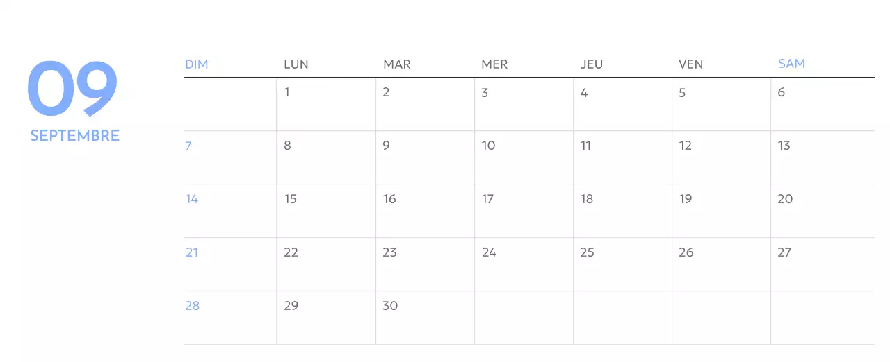 Calendrier photo de suivi des objectifs avec une touche de bleu