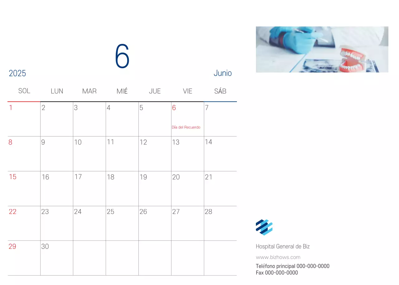 Calendario Promocional Hospital Navy White Simple