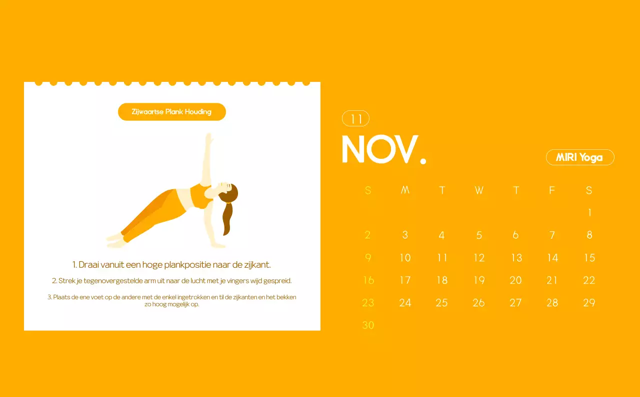 Oranje Minimalistische Yoga Promotiekalender