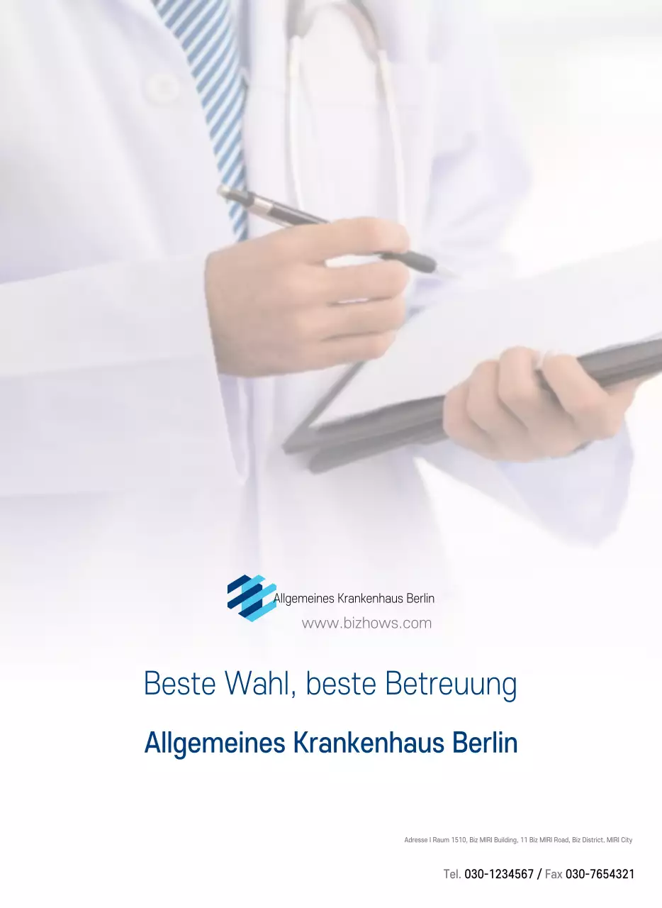 Marineblauer einfacher Krankenhaus-Werbekalender