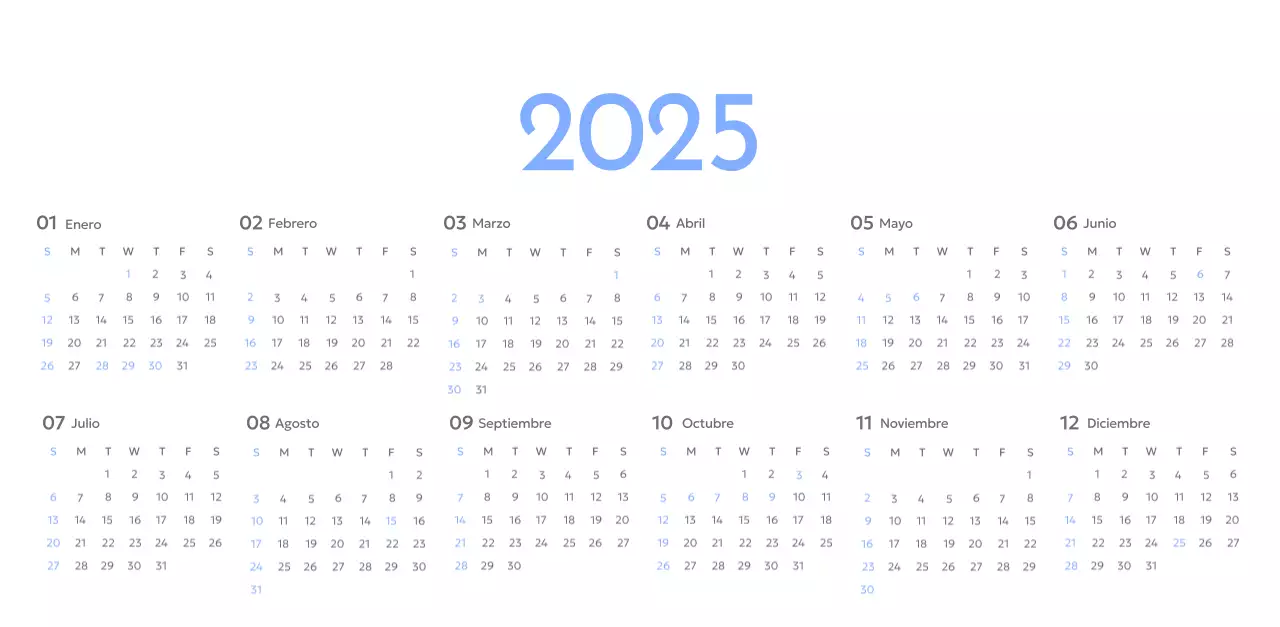 Calendario fotográfico de seguimiento de objetivos con un toque de azul