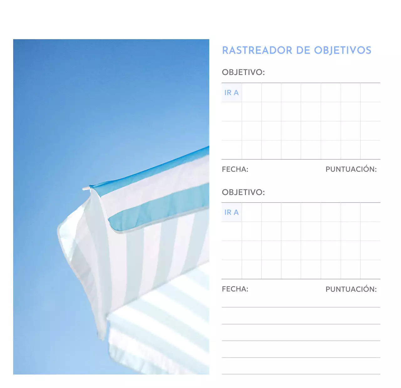 Calendario fotográfico de seguimiento de objetivos con un toque de azul