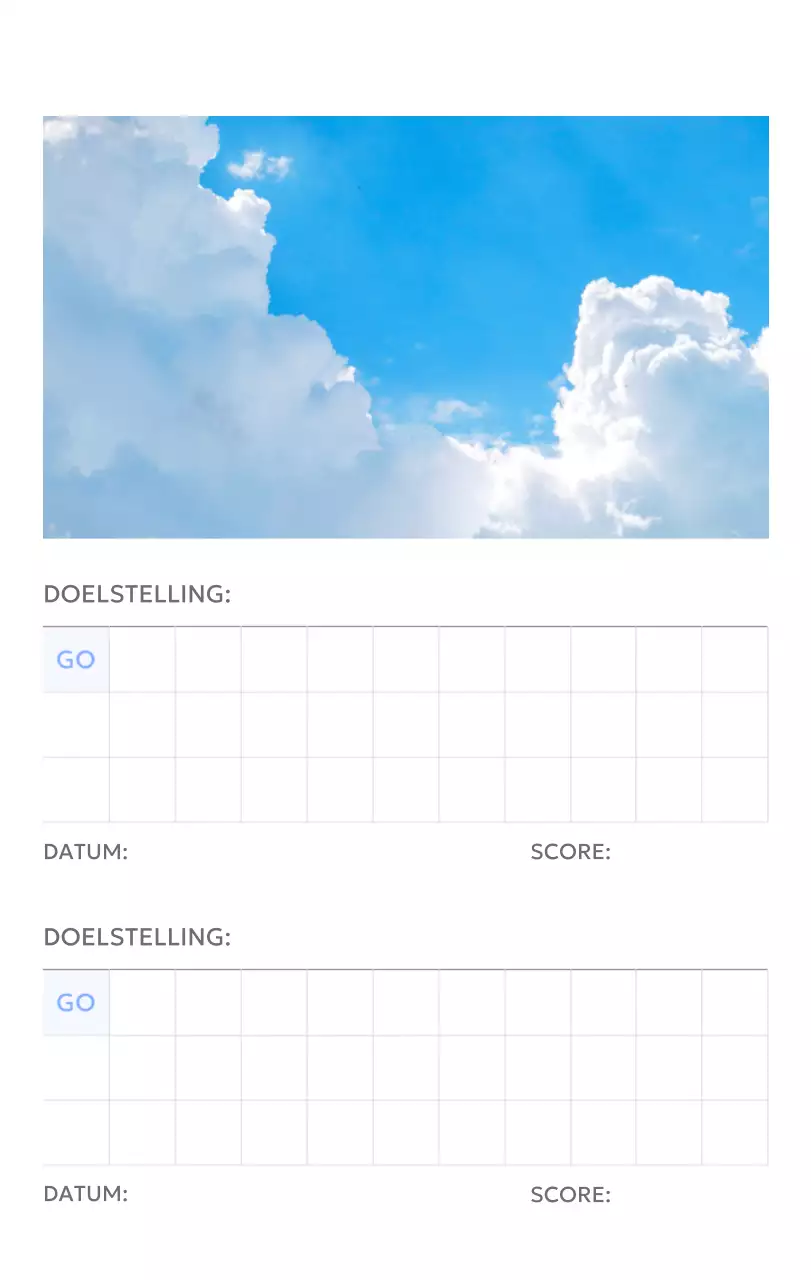 Photo goal tracker kalender met een vleugje blauw