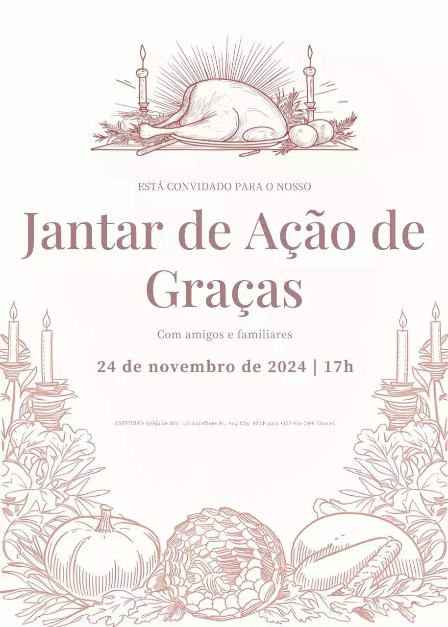 convite de Ação de Graças tradicional bege