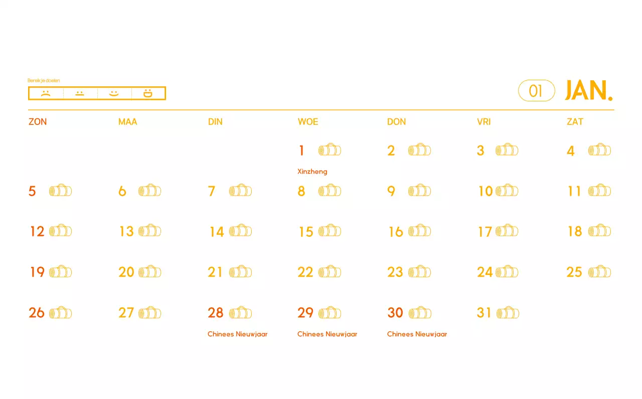 Oranje Minimalistische Yoga Promotiekalender