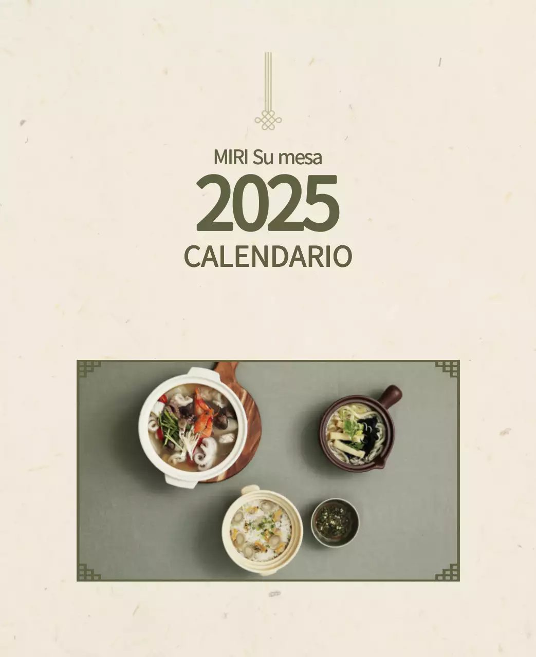 Calendario de comidas tradicionales en beige