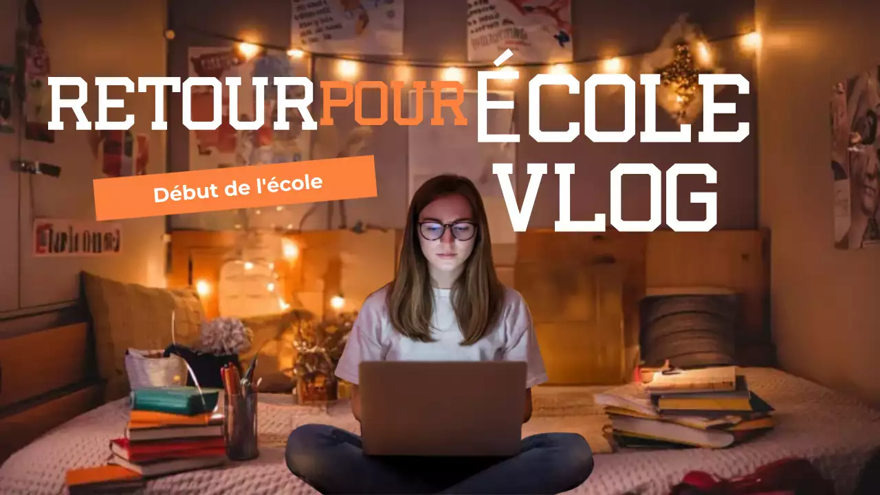 orange marron rentrée scolaire vlog style moderne