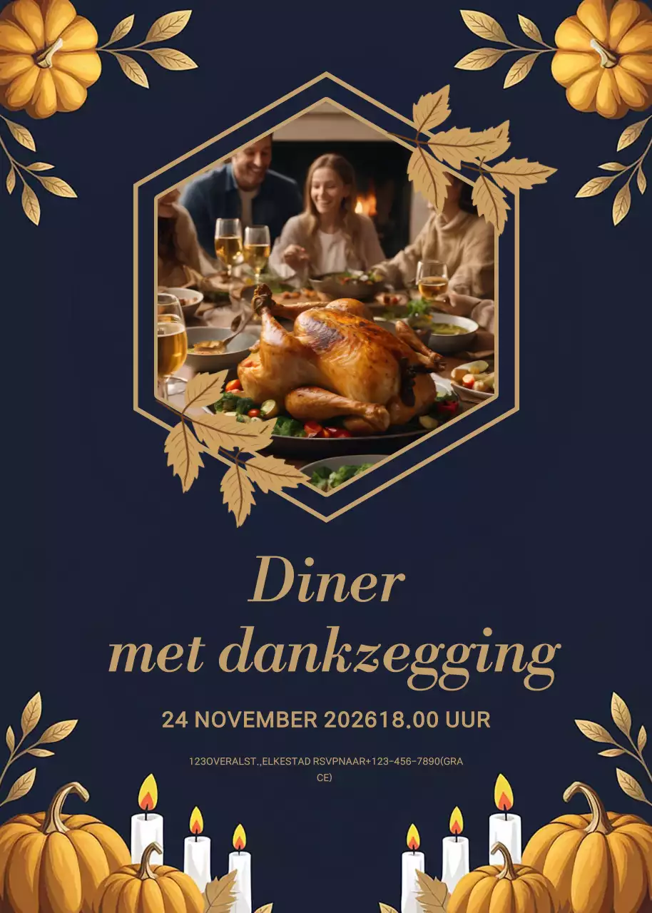 Navy elegante uitnodiging voor Thanksgiving