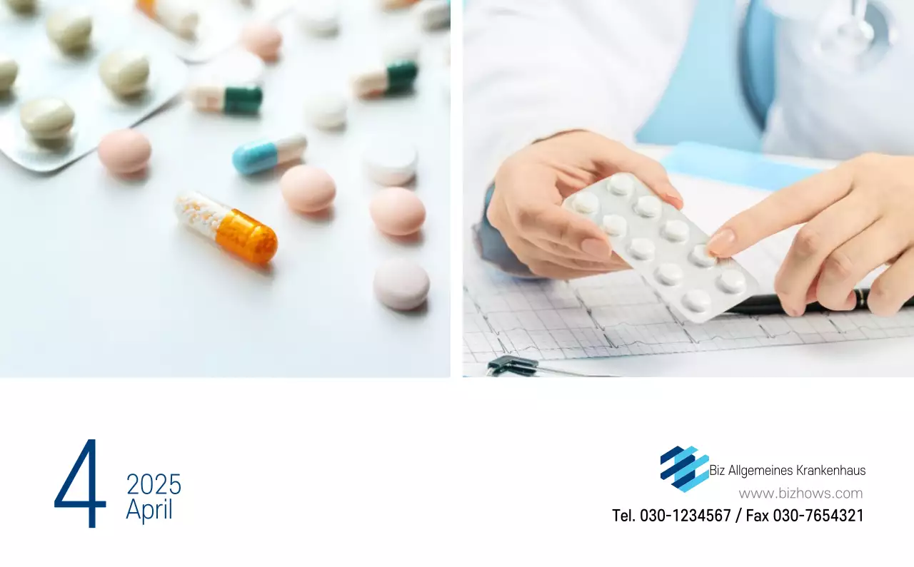 Marineblauer einfacher Krankenhaus-Werbekalender