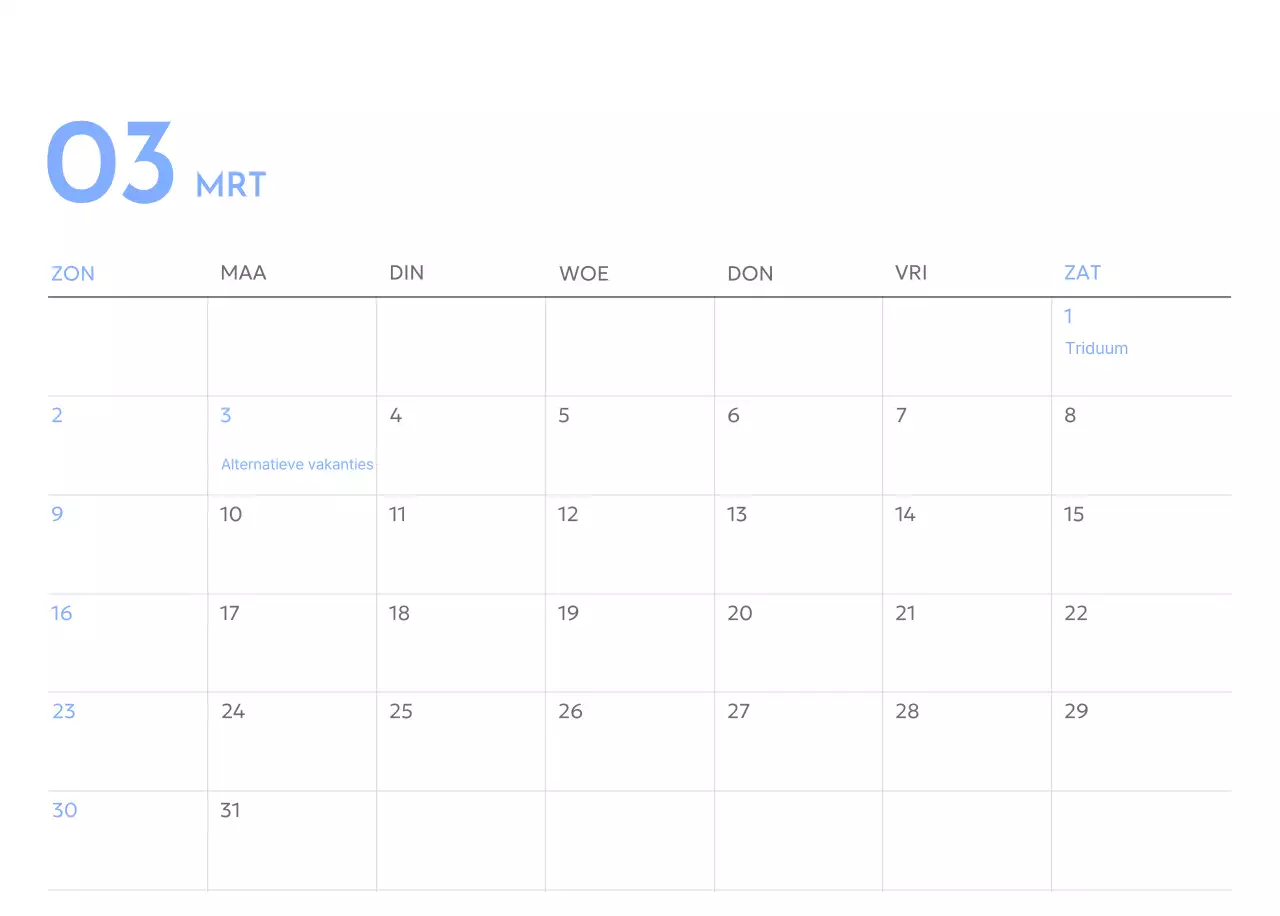 Photo goal tracker kalender met een vleugje blauw
