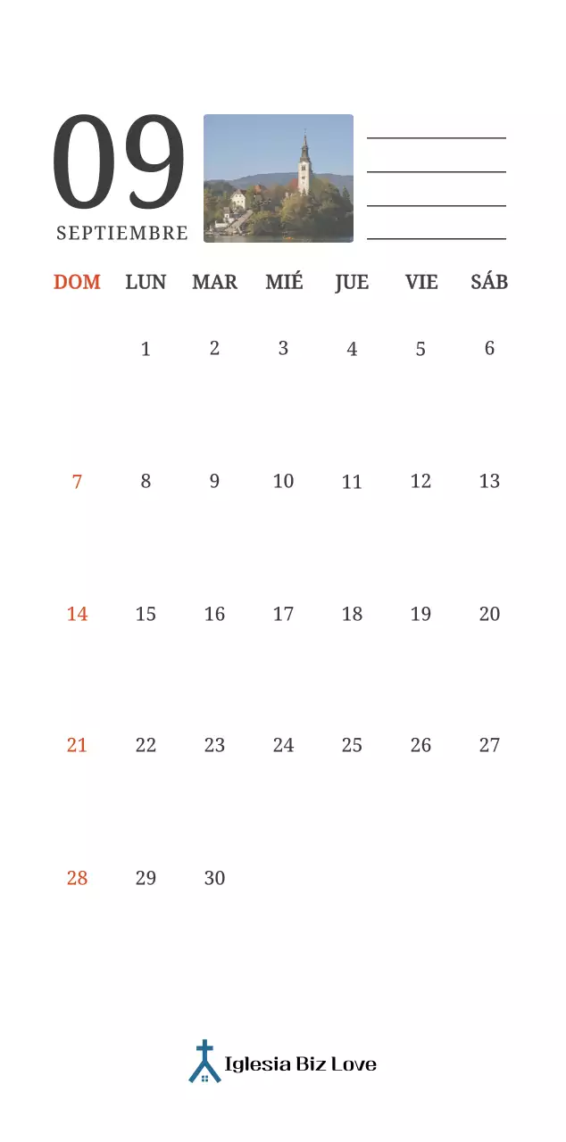 Un calendario conceptual fotográfico con iglesias pintadas en paisajes