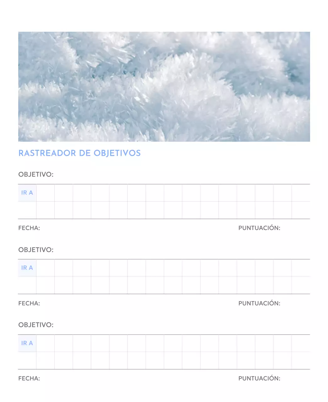 Calendario fotográfico de seguimiento de objetivos con un toque de azul