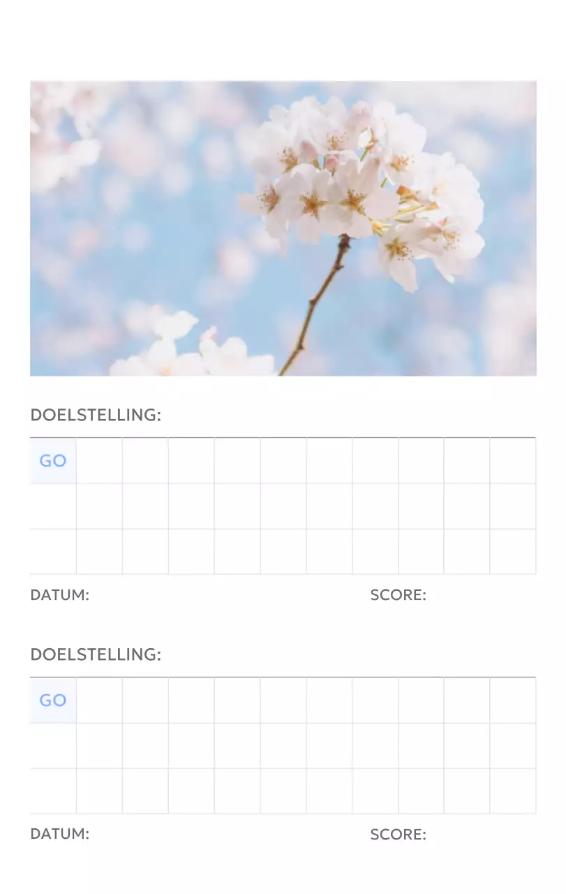 Photo goal tracker kalender met een vleugje blauw