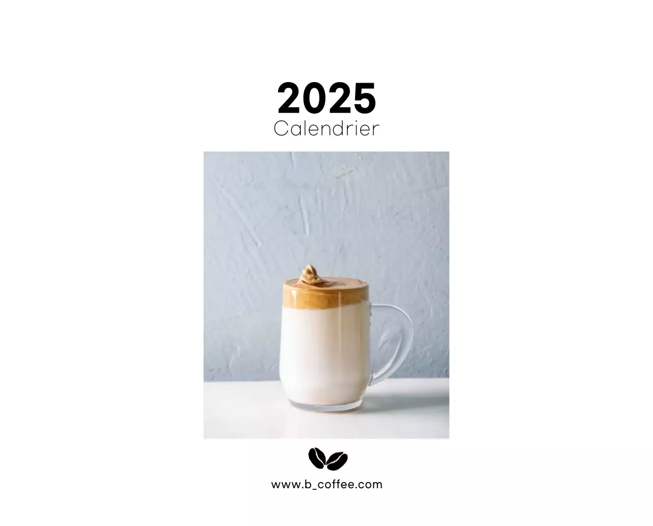 Calendrier minimaliste gris pour le café