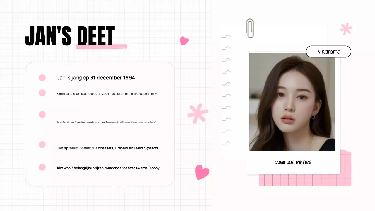 TRENDY ESTHETISCH STIJLVOL K-DRAMA PITCH DECK ACTRICE PRESENTATIE