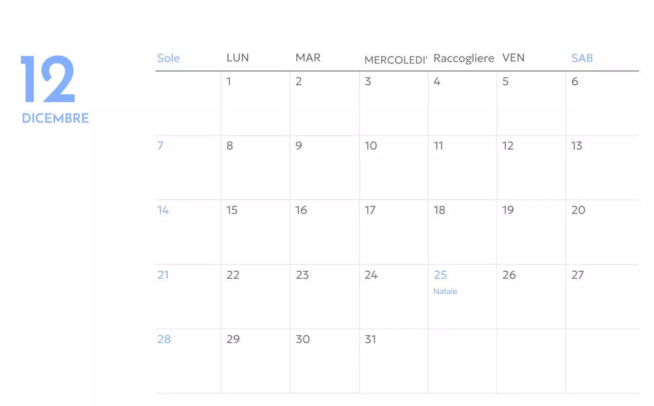 Calendario con foto tracciatore di obiettivi con un tocco di blu