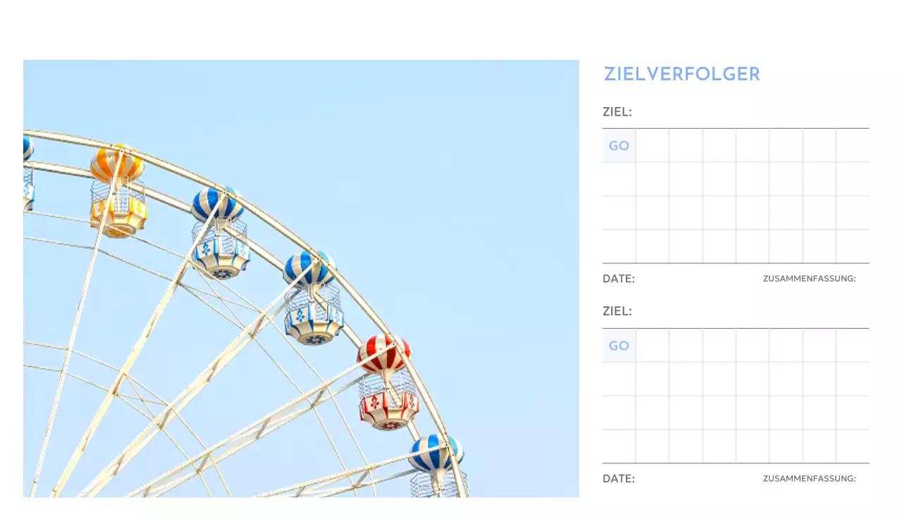 Foto-Zielverfolgungskalender mit einem Hauch von Blau