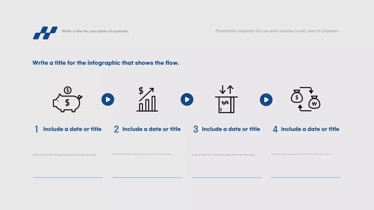 Simple presentation report in blue and gray with quick and easy editing