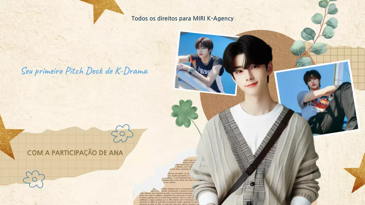 apresentação de k-drama com estética bege e estilo moderno de livro de recortes