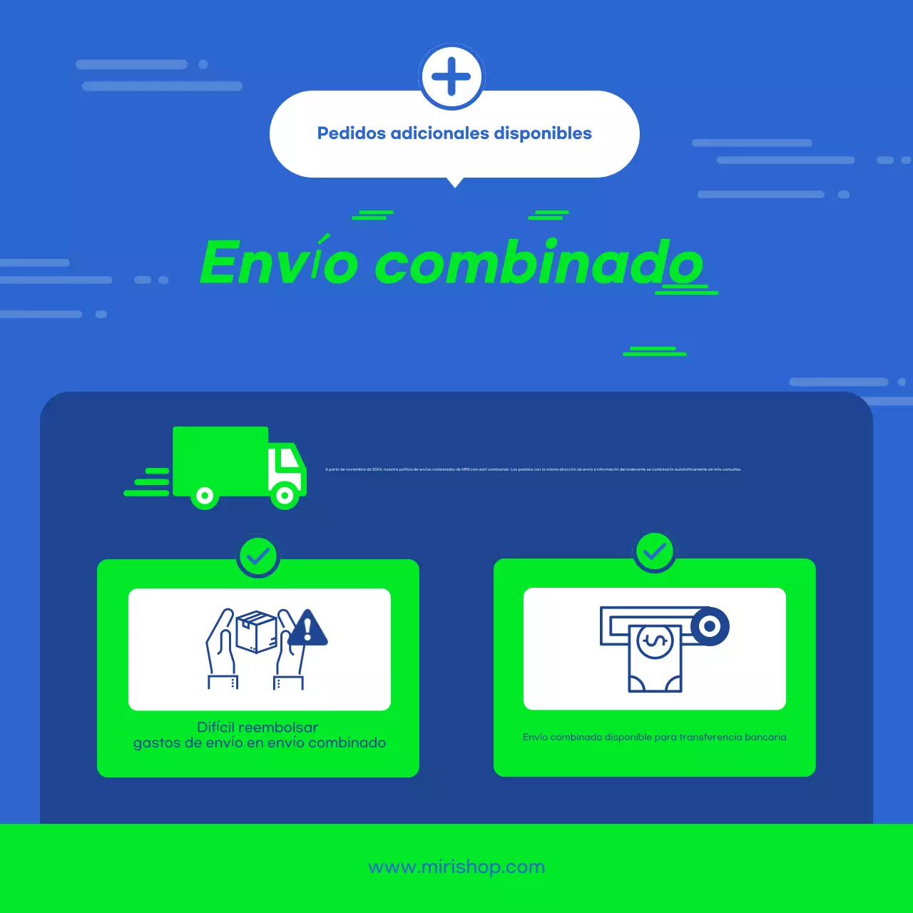 Promote blue modern instrucciones de envío