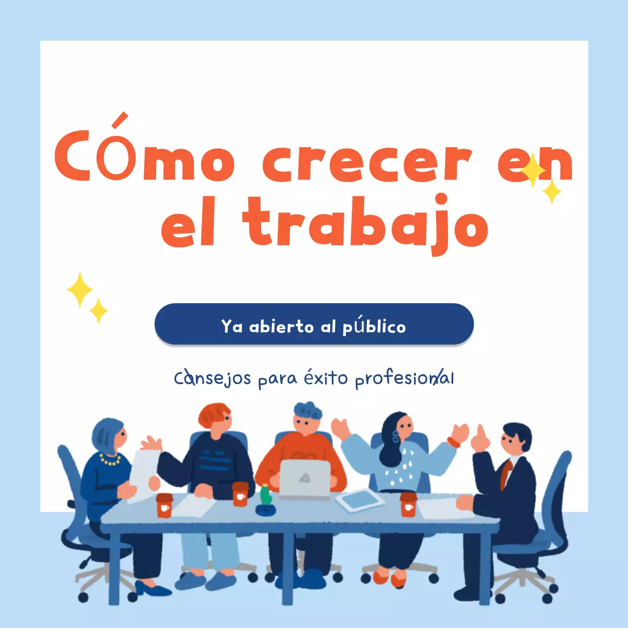 Un lugar de trabajo moderno en azul claro comunica crecimiento